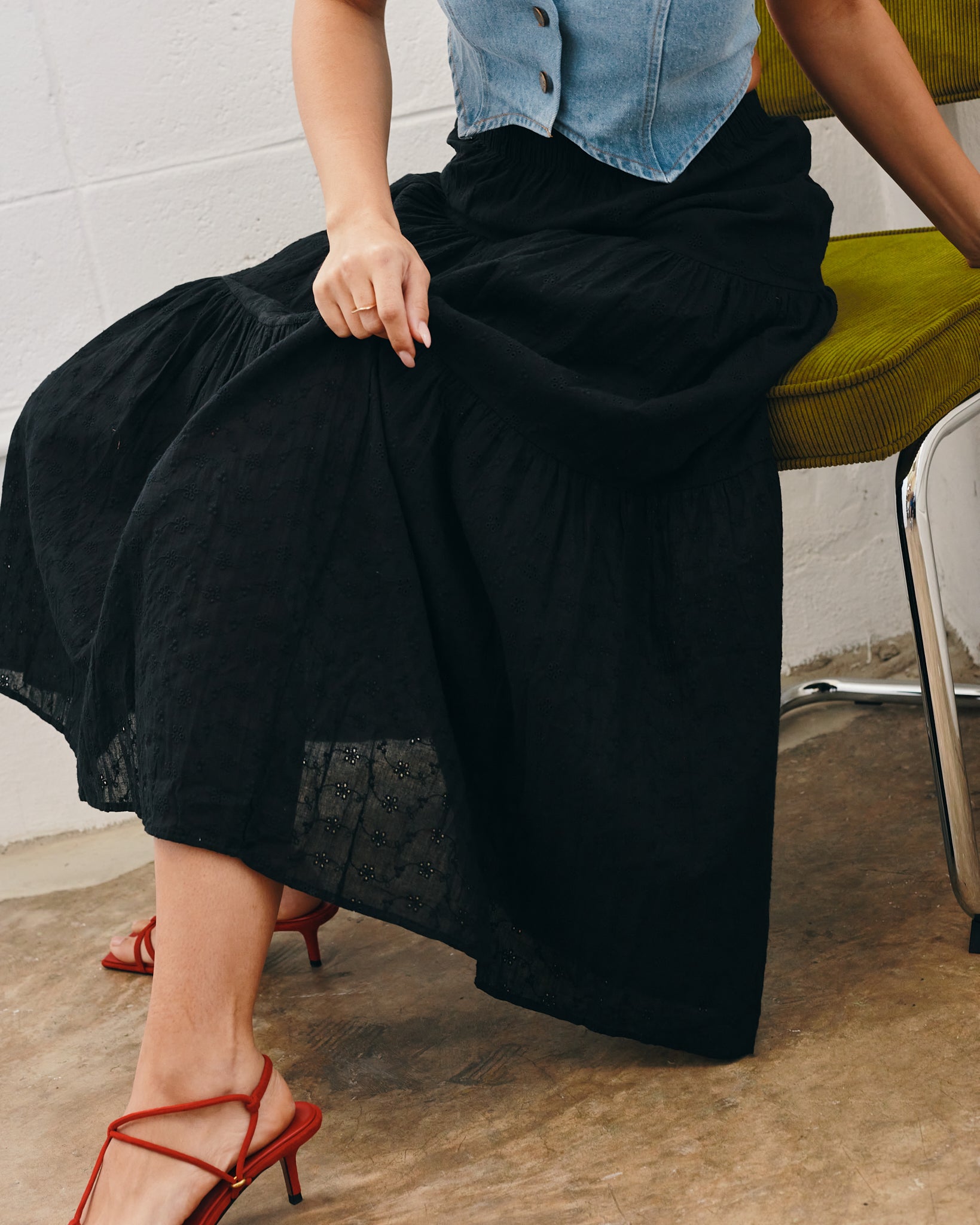 Eyelet Long Skirt