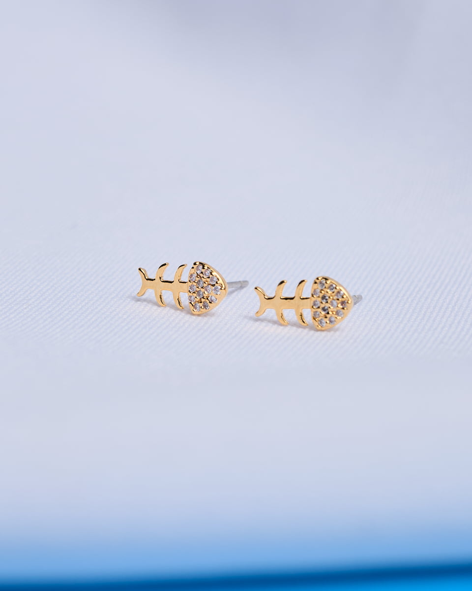 18K Plated Fishy Post Earrings