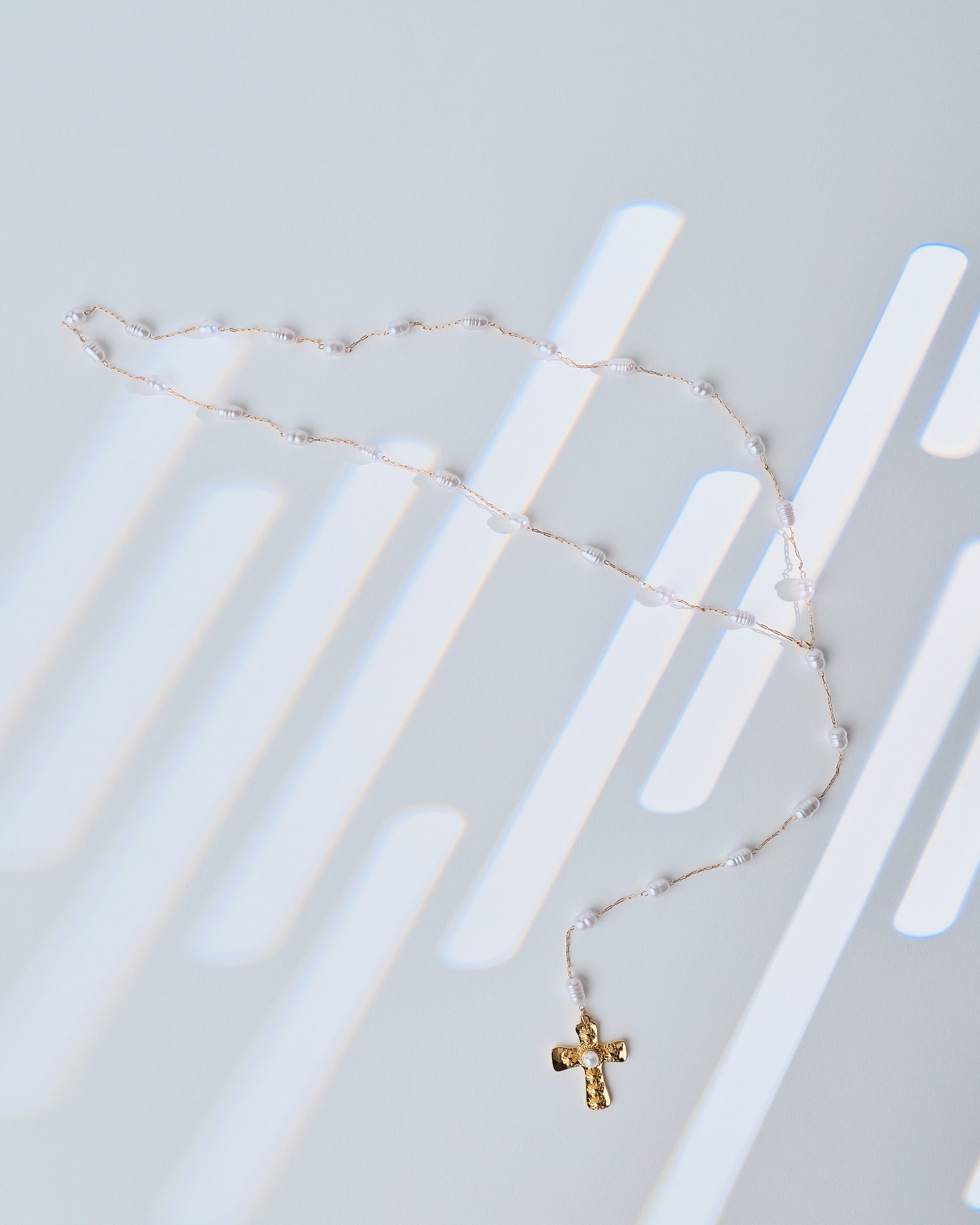 16K Plated Long Rosary Necklace