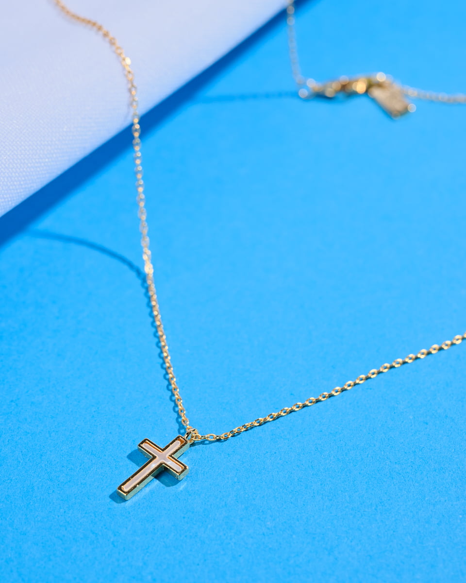 16K Plated Shell Cross Necklace