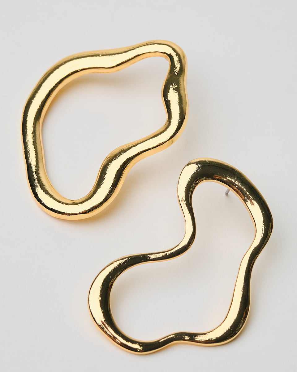 16K Plated Amoeba Earrings