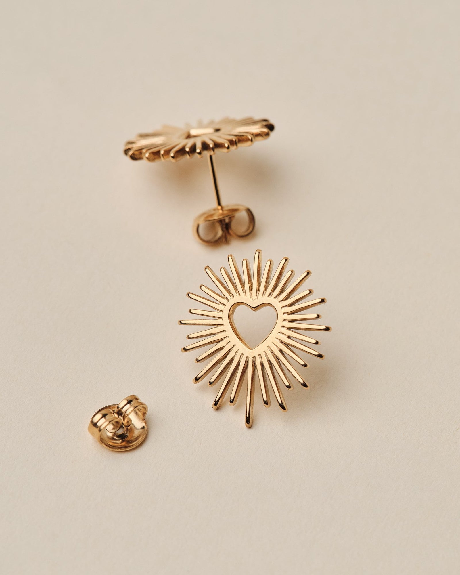 18K Plated Heart Burst Earrings