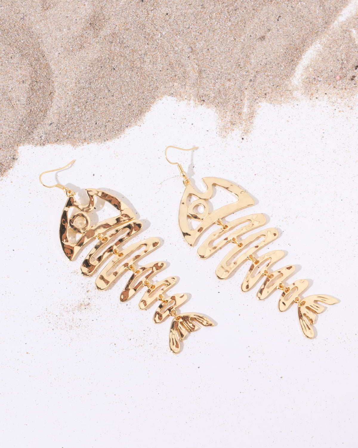 16K Plated Fishbones Earring
