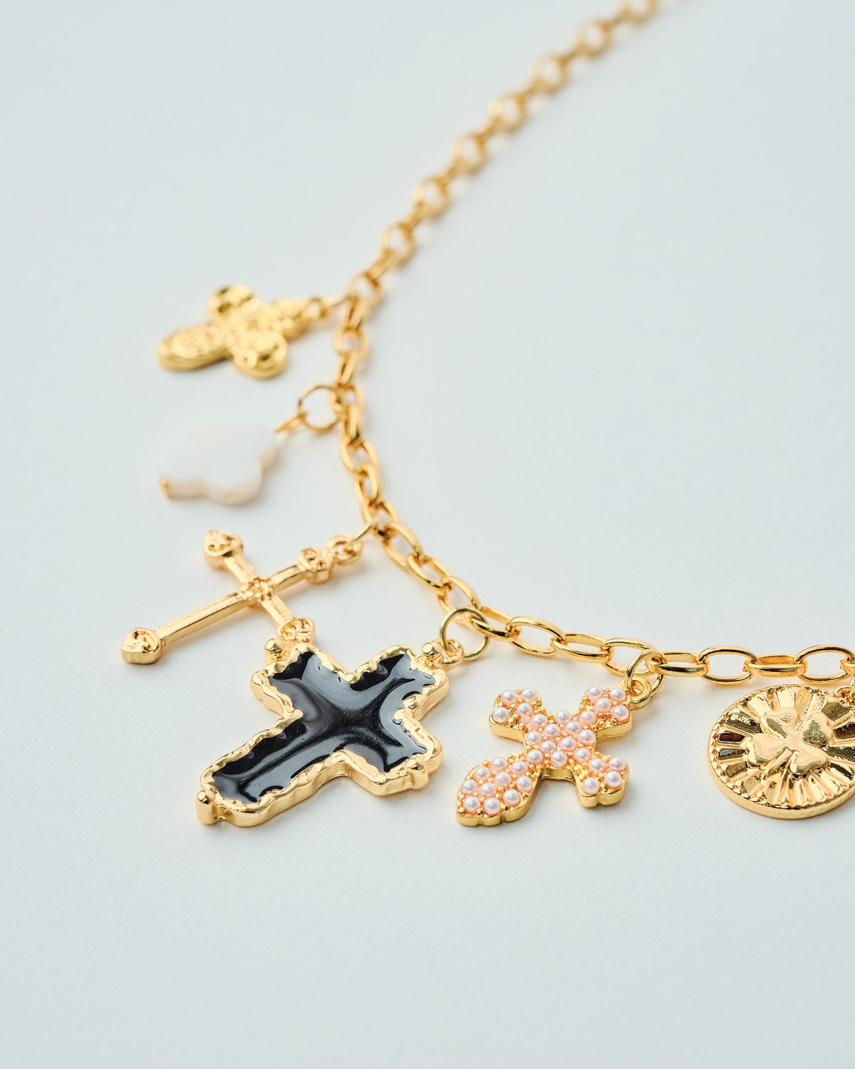 16K Plated Crossed Charm Necklace
