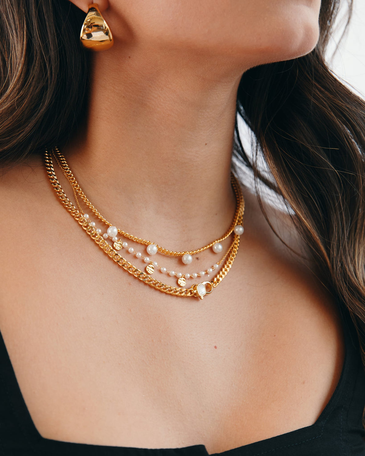 16K Plated 5 Pearls Necklace