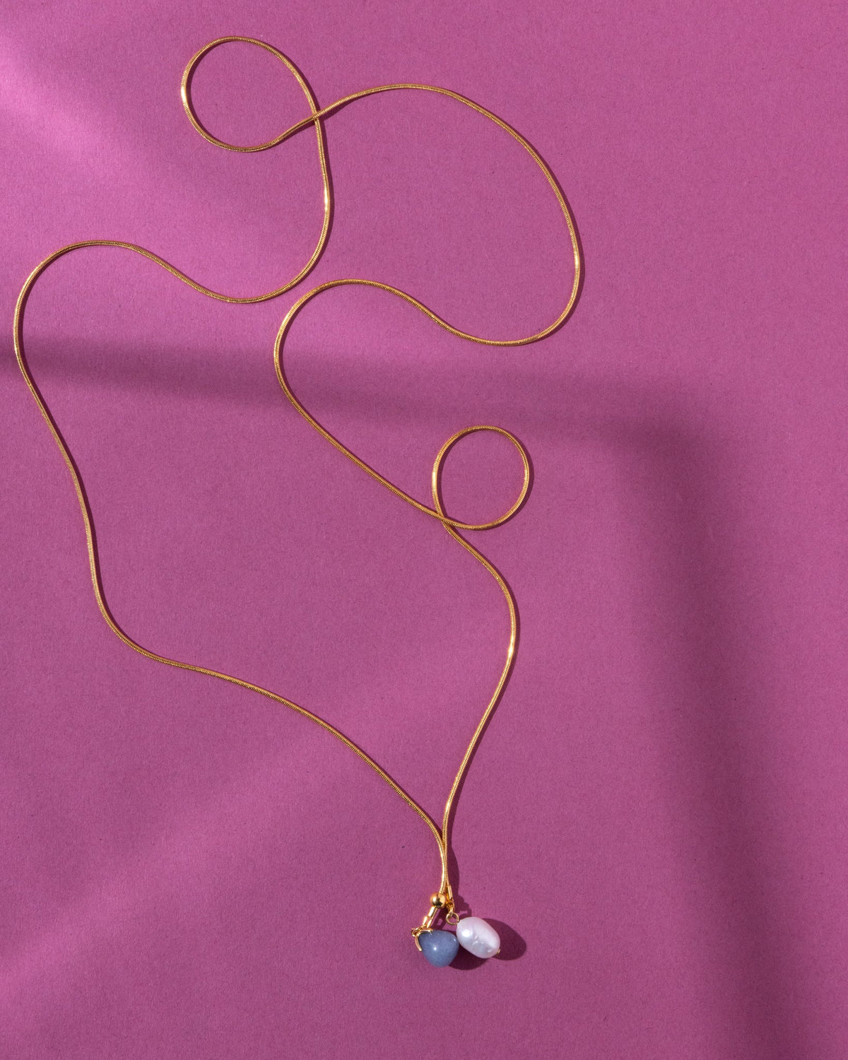 18K Plated Lariat Stone Necklace