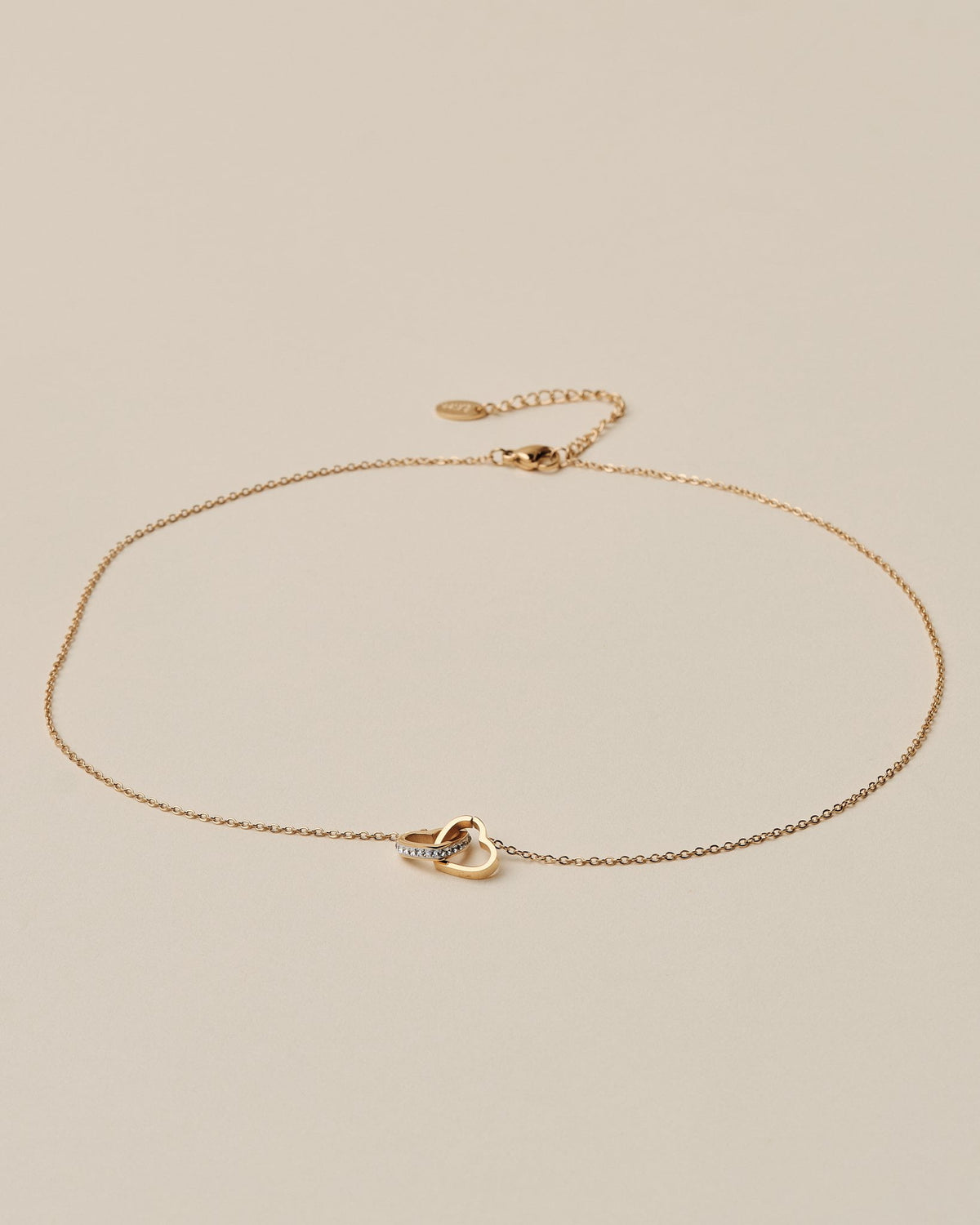18K Plated Linked Hearts Necklace
