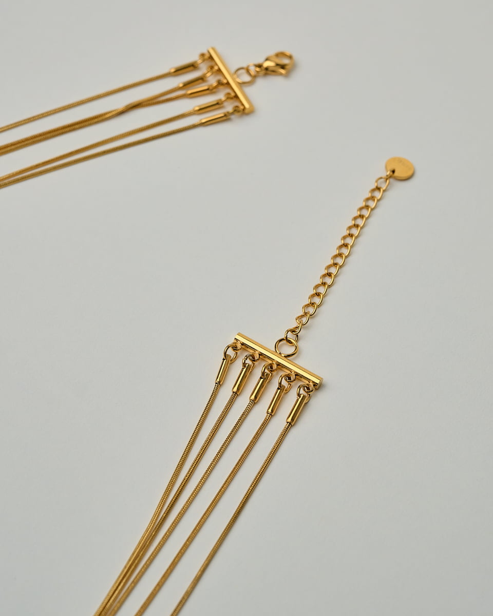 18K Plated 5 Strands Long Necklace