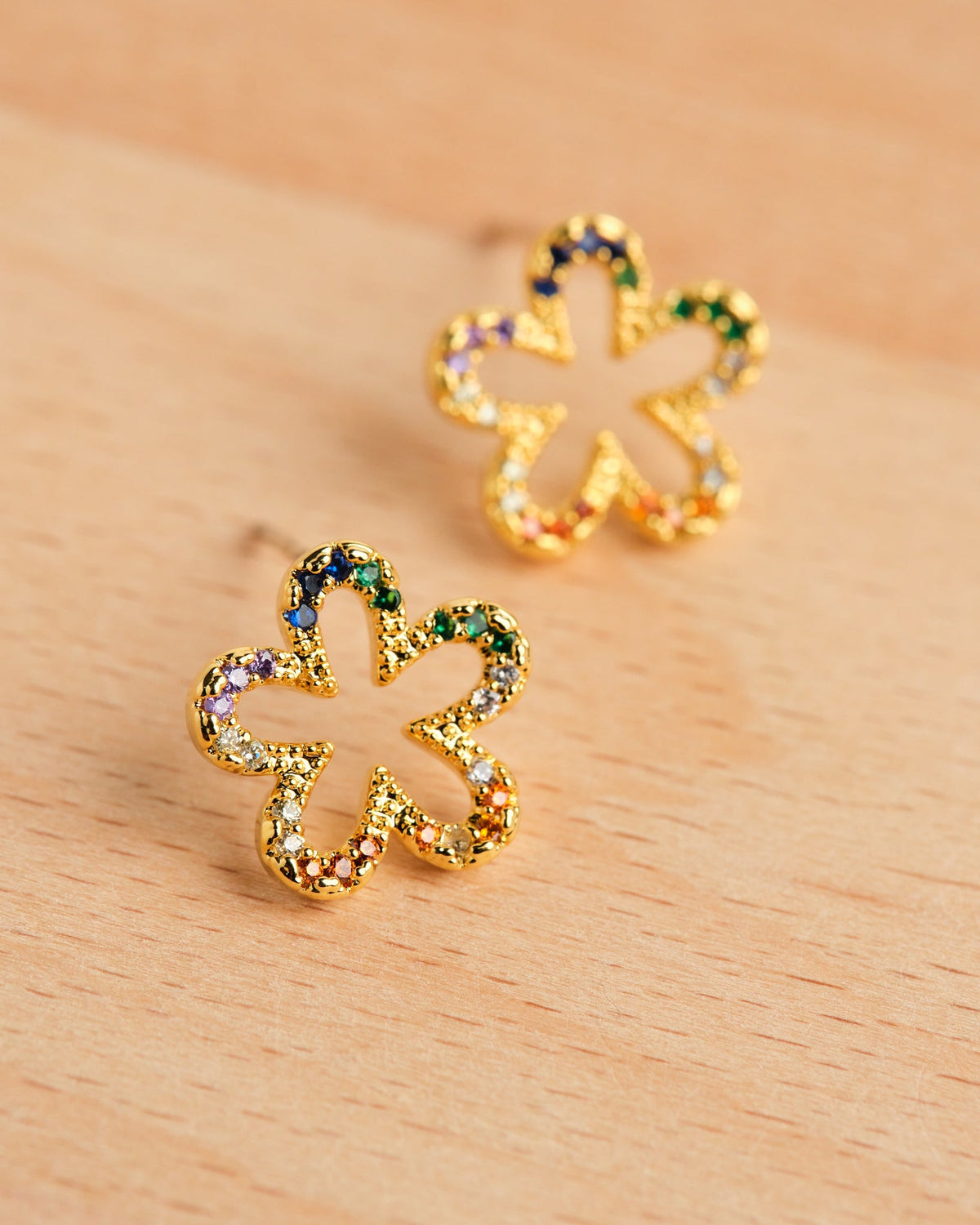 18K Plated Rainbow Flower Earring