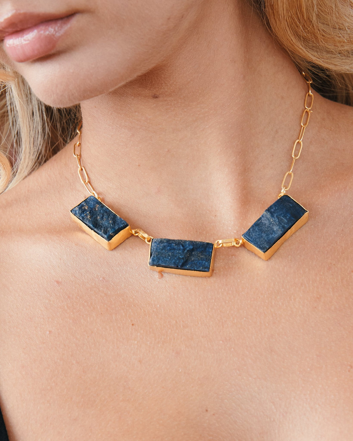 18k Plated Lapiz Necklace