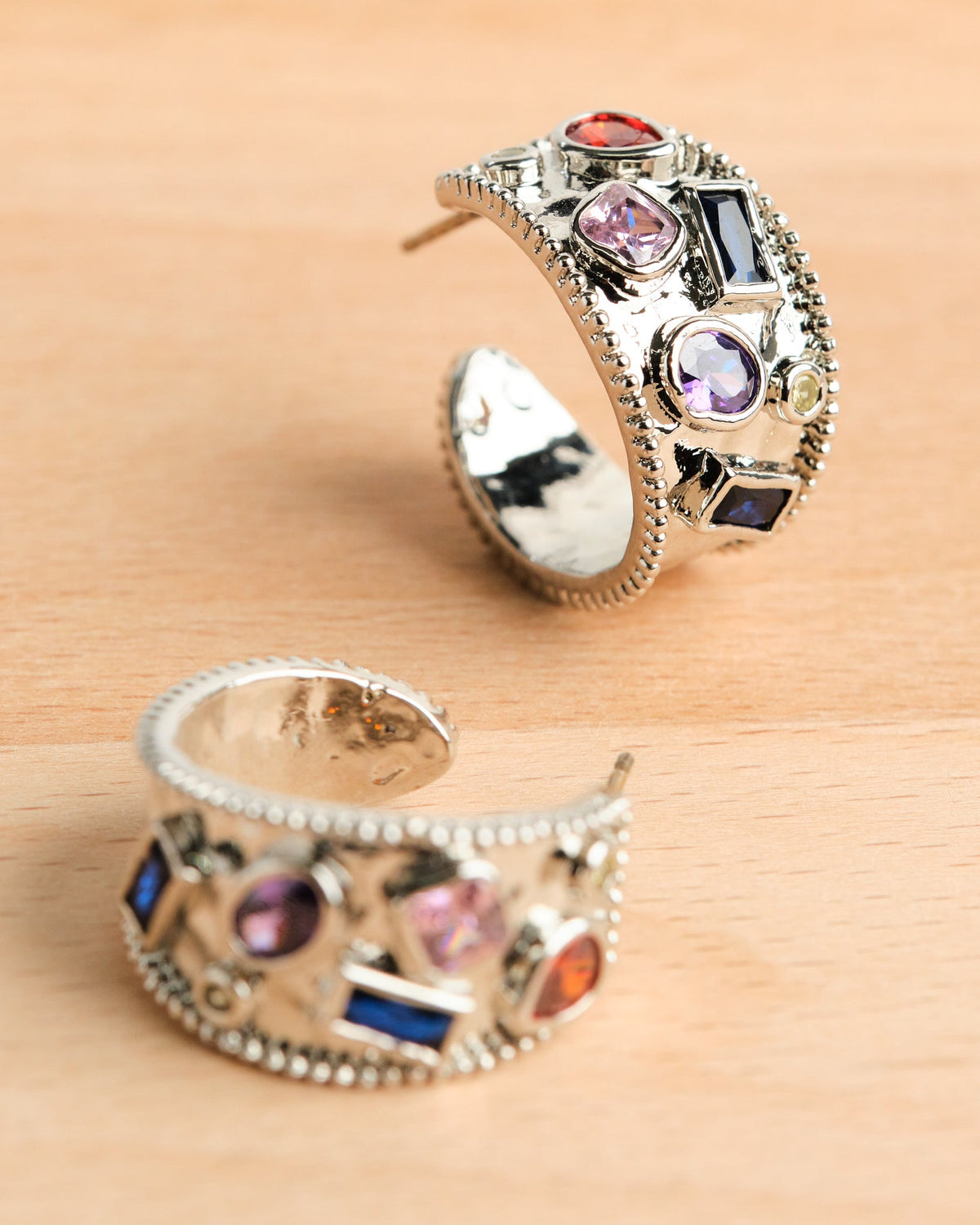 Colored Metal Silver Earrings