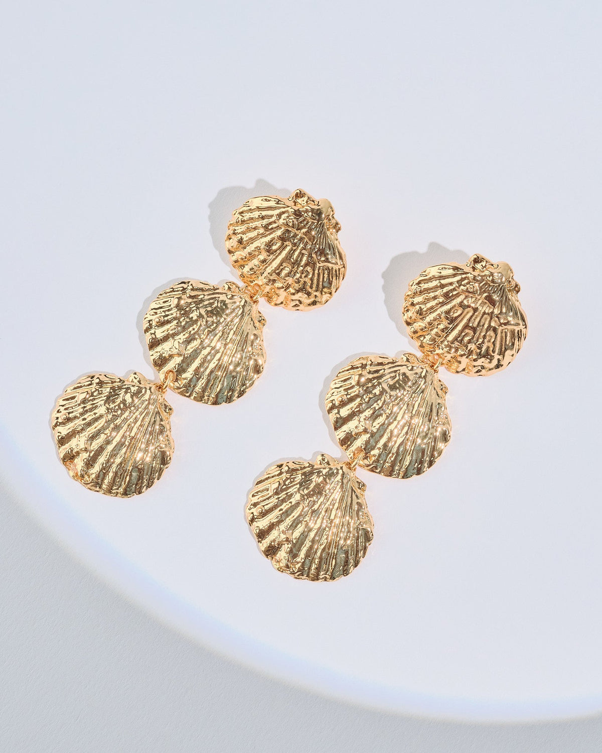 16K Plated 3 Shells Earrings