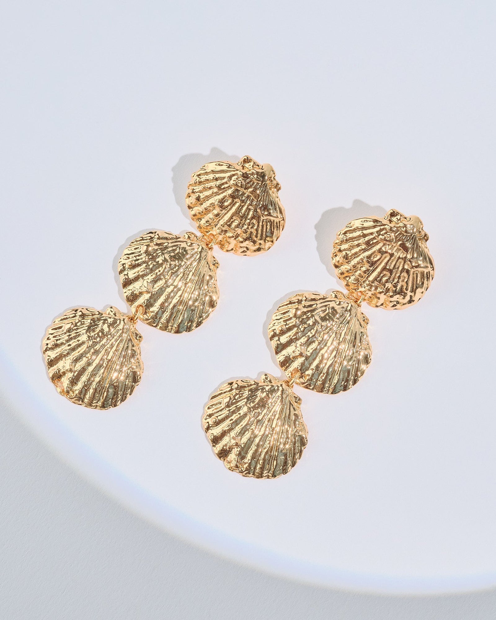 16K Plated 3 Shells Earrings