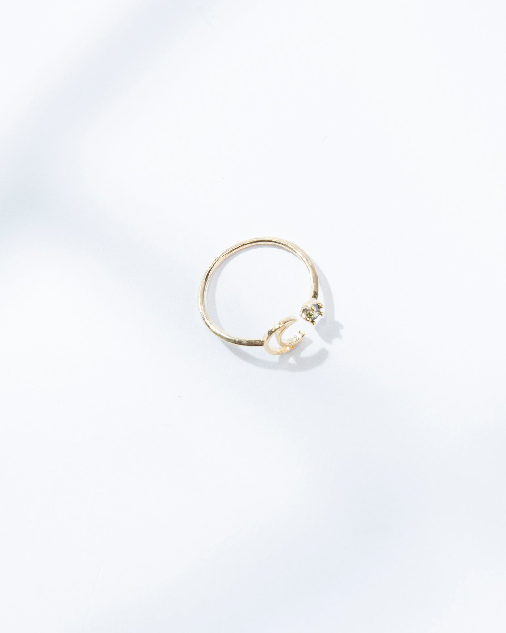 16K Plated Green Moon Ring