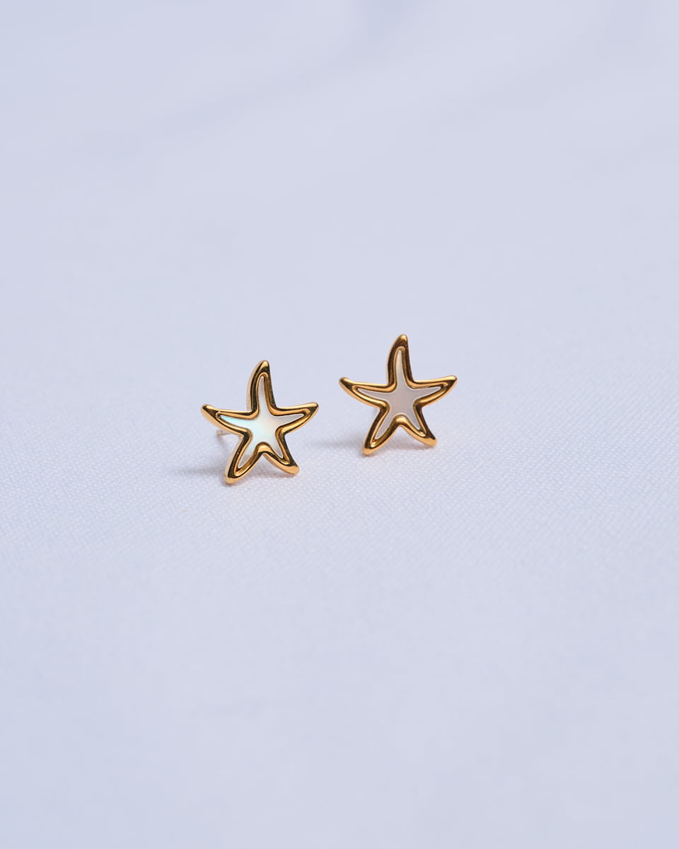 18K Plated Shell Star Earrings