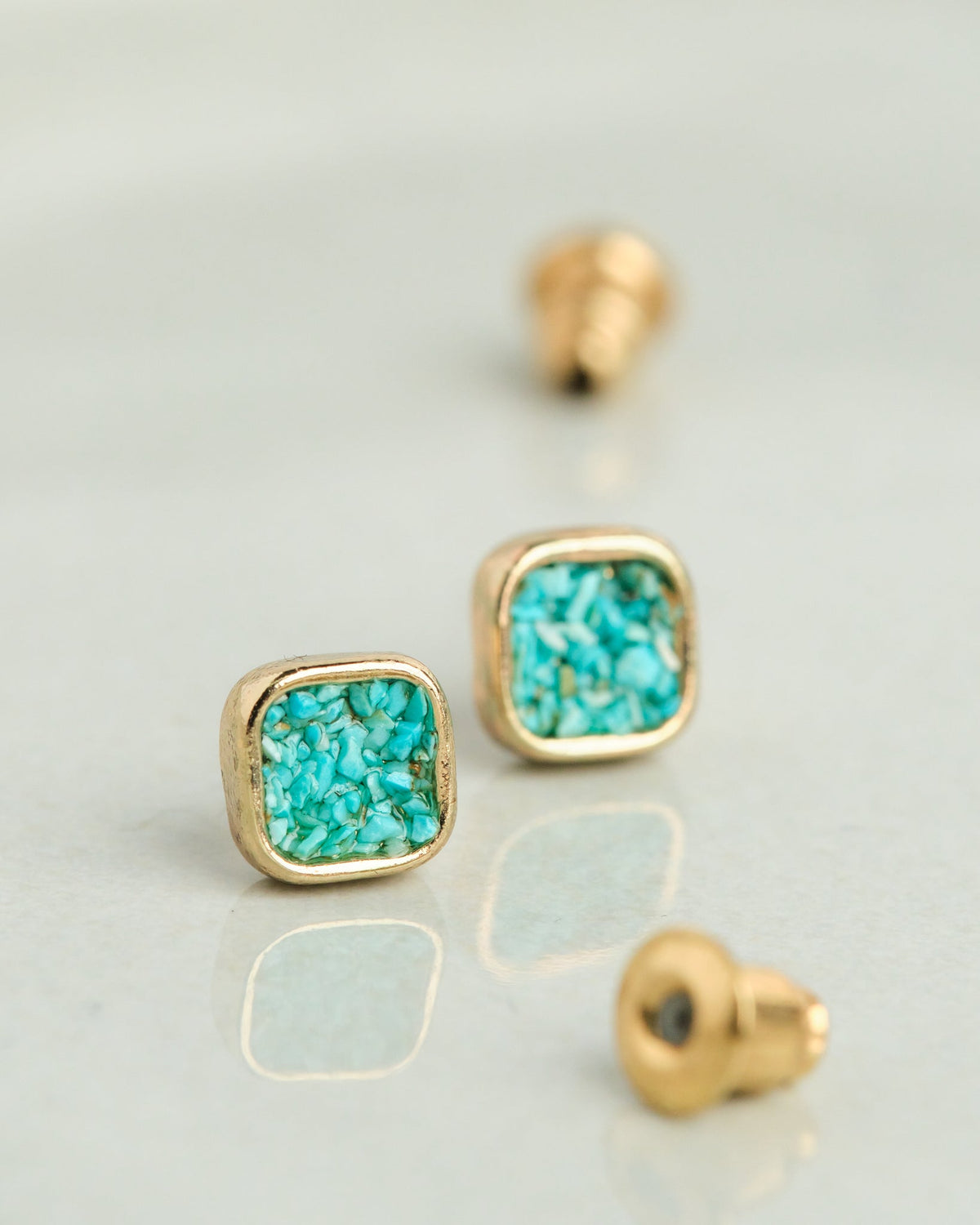 Tiny Stone Stud Earrings