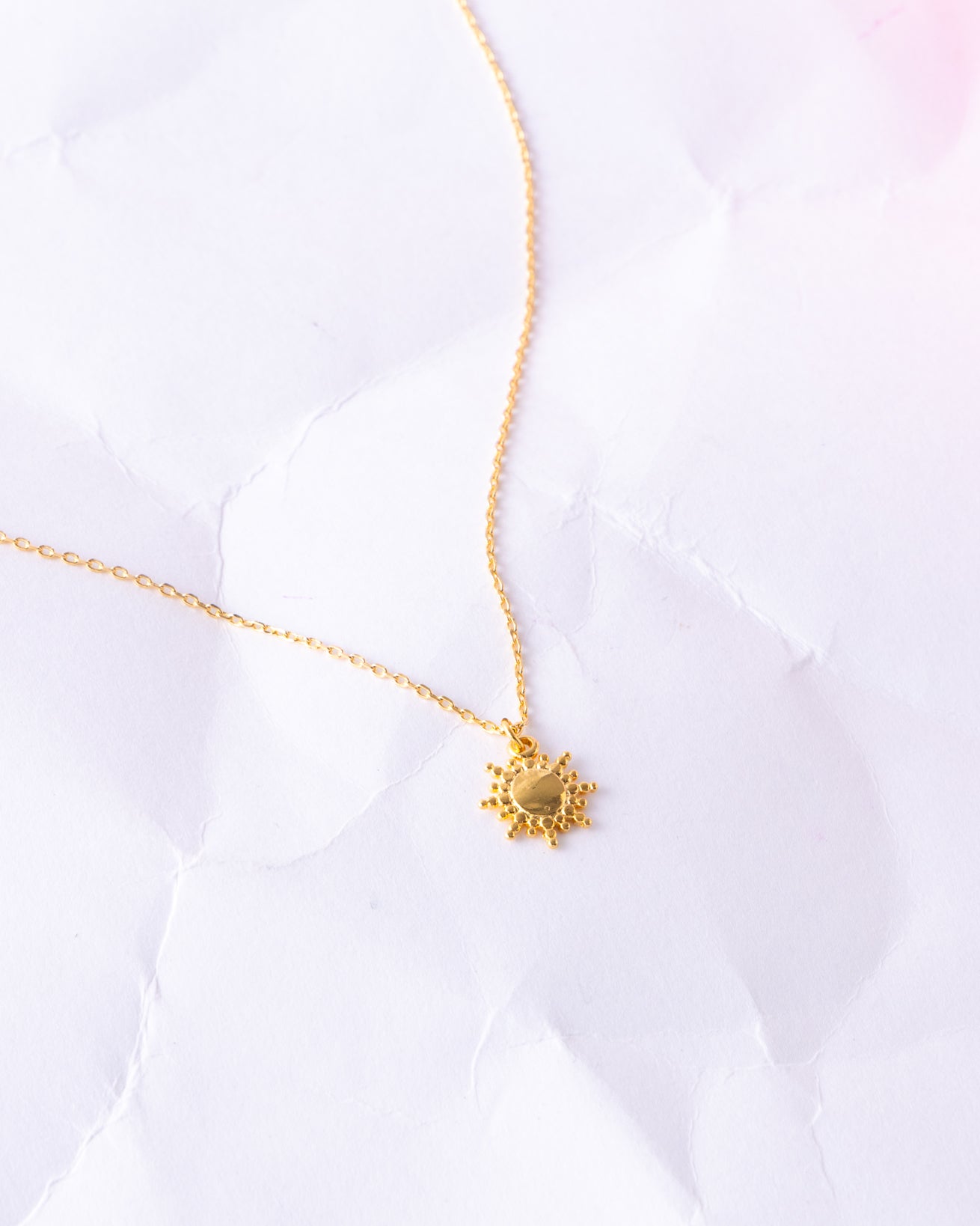 16K Plated Dots Sun Necklace