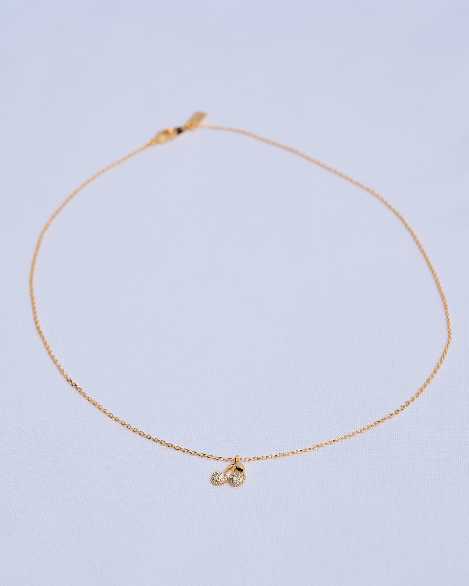 16K Plated Cherries Necklace