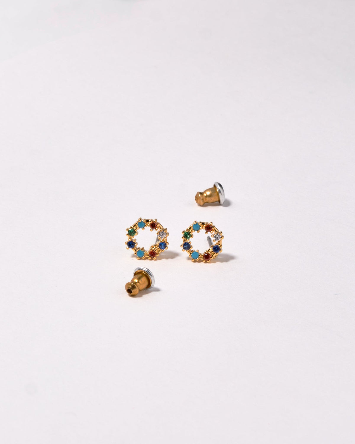 16K Plated Colored Circle Earrings