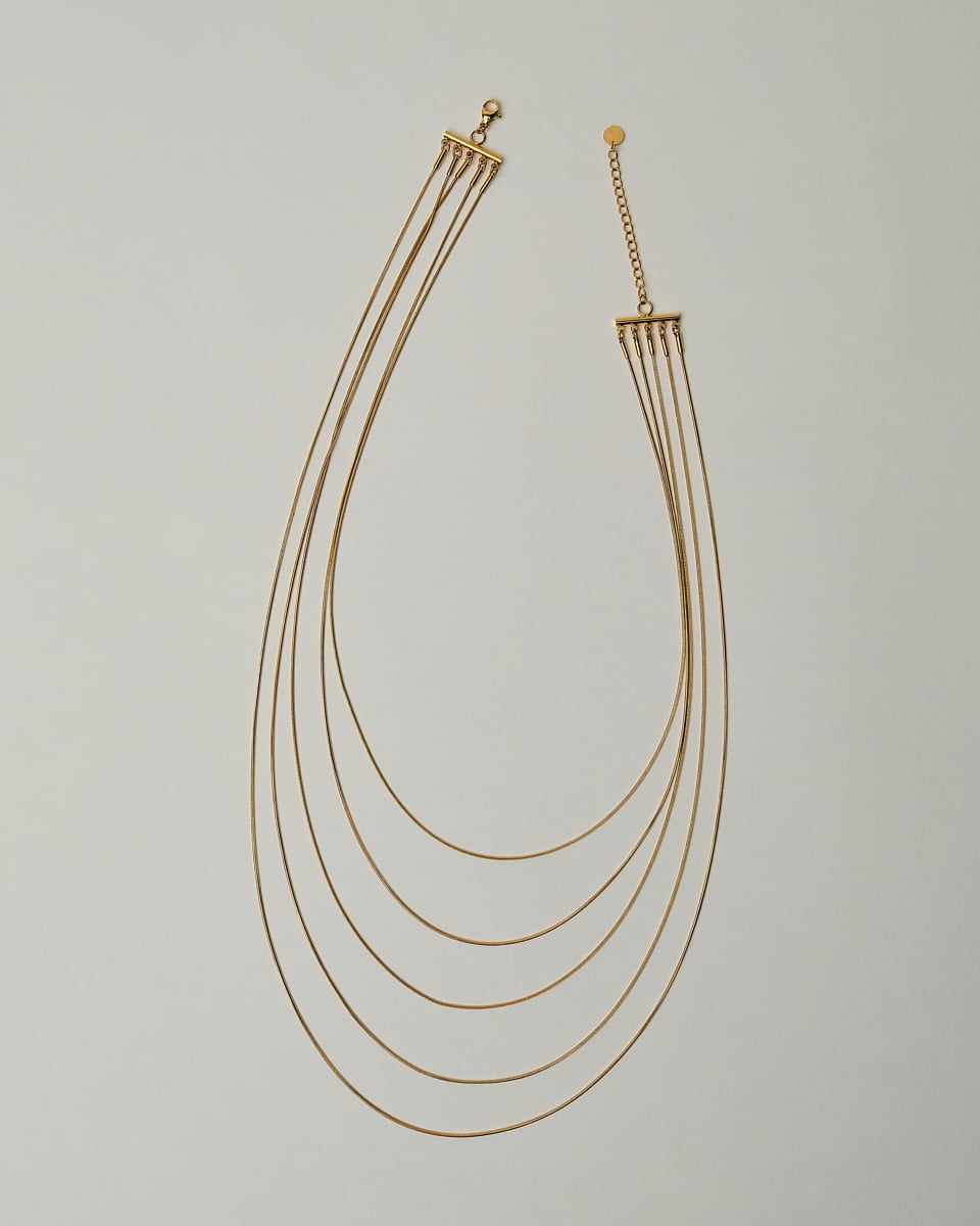 18K Plated 5 Strands Long Necklace