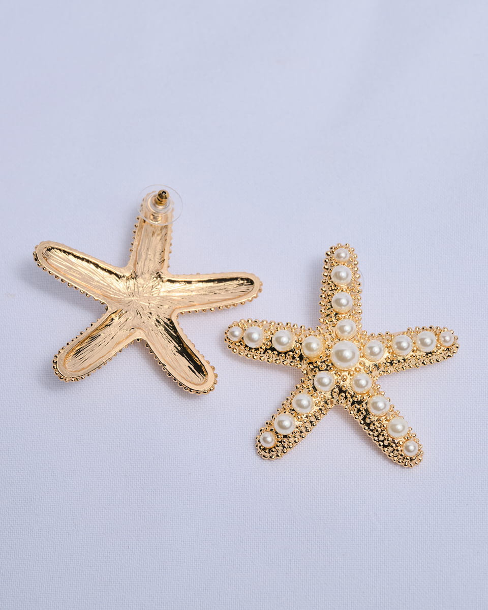16K Plated Pearly Star Earrings