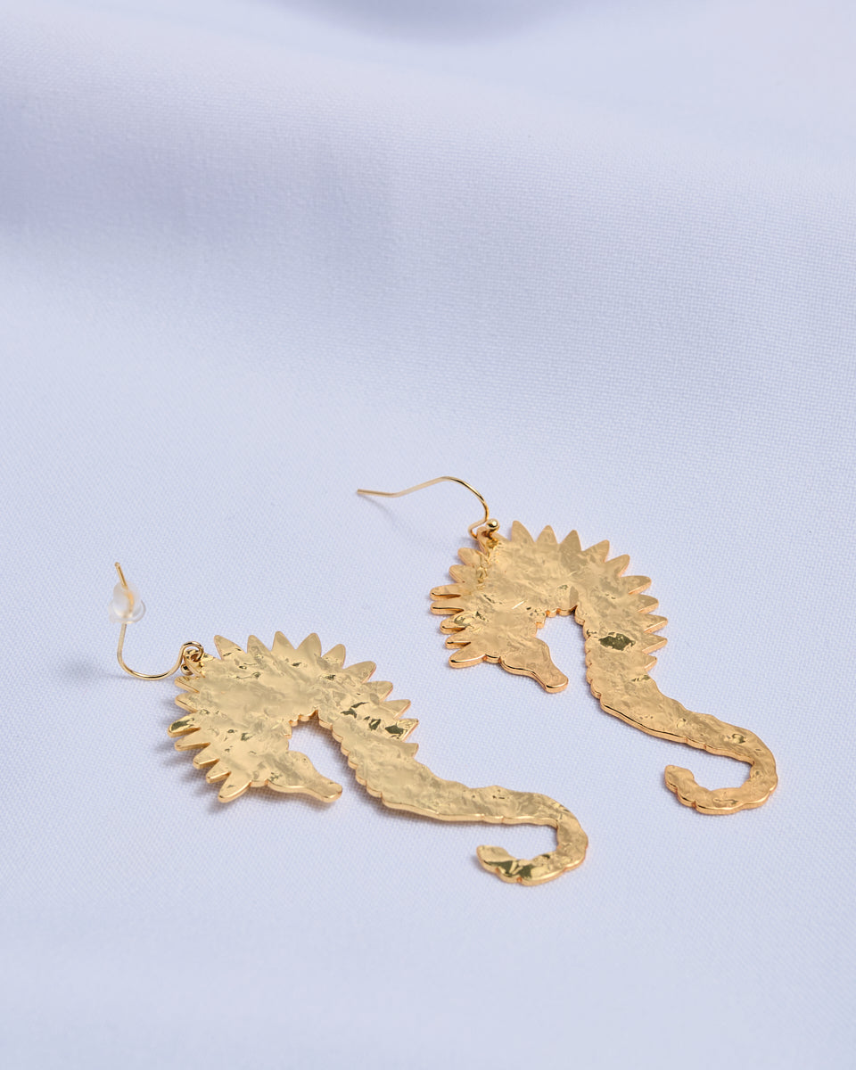 16K Plated Seahorse Earrings